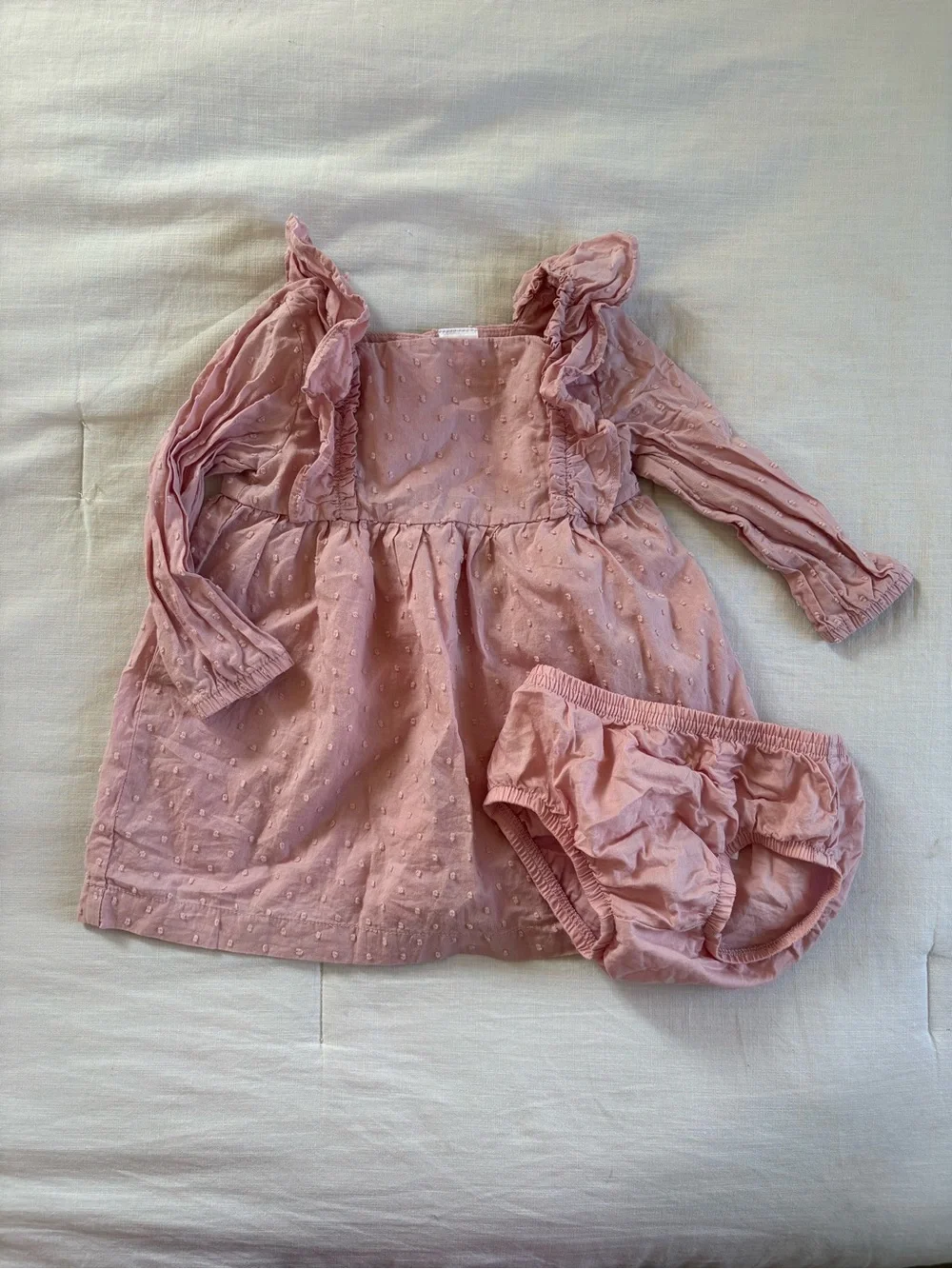 Carter's Dusty Pink Ruffle Swiss Dot Dress with Bloomers
